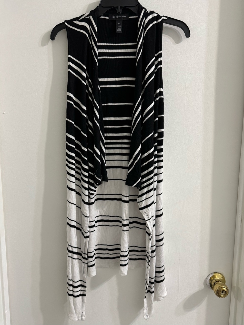 Womens Sleeveless Striped Open-Front Cardigan / Cover-Up | Size P/S